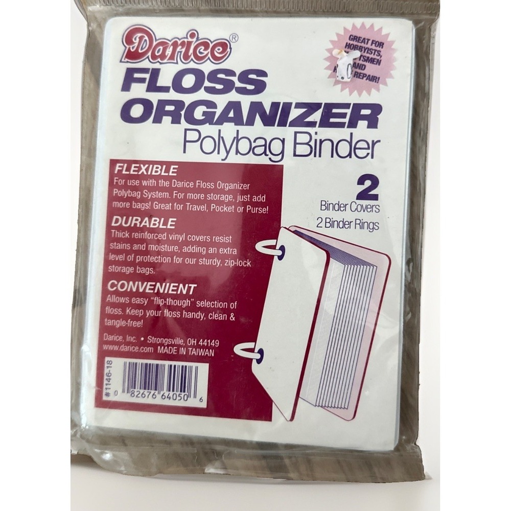 Darice Floss Organizer Poly Bag Binder 2 Binder Covers and 2 Binder Rings